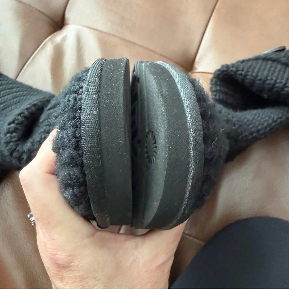 UGG Black Sweater Knit Button Boots Size 6